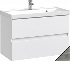 Водолей Мебель для ванной Best 80 подвесная лиственница структурная контрастно-серая – фотография-3